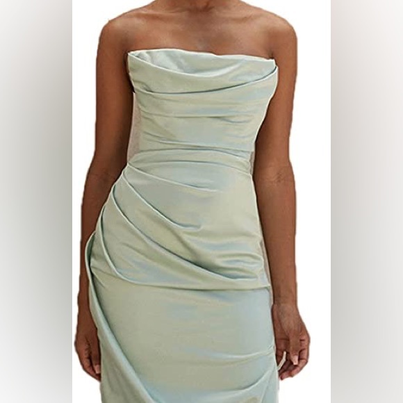 rosedress Dresses & Skirts - NWT Rosedress Long Strapless Satin Sexy Split Corset Ruched Cowl Neck Dr…